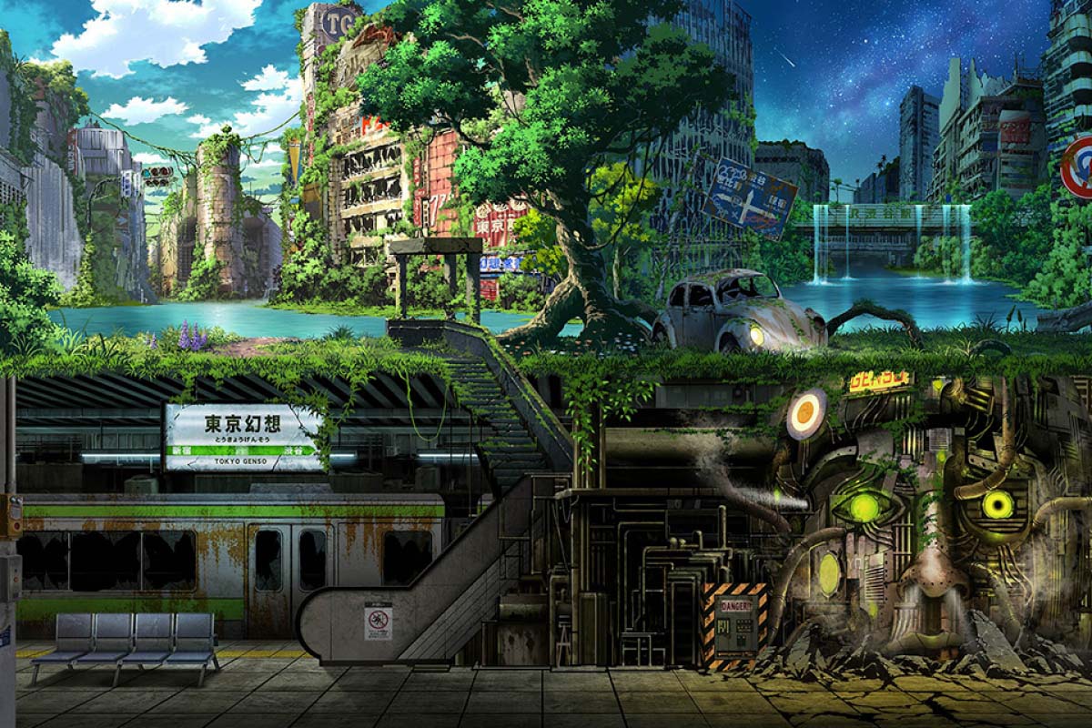 荒廃した東京の街のイラストが美しすぎる｜ZEKKEI Japan
